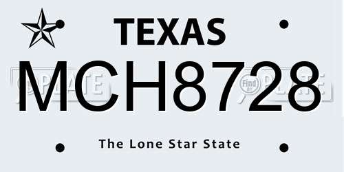 MCH8728 Texas License Plate
