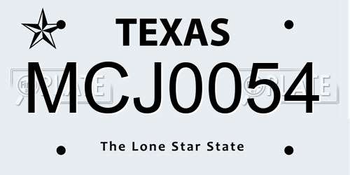 MCJ0054 Texas License Plate