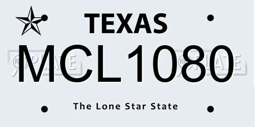 MCL1080 Texas License Plate