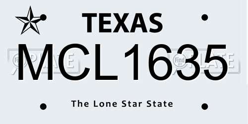 MCL1635 Texas License Plate