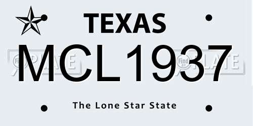 MCL1937 Texas License Plate