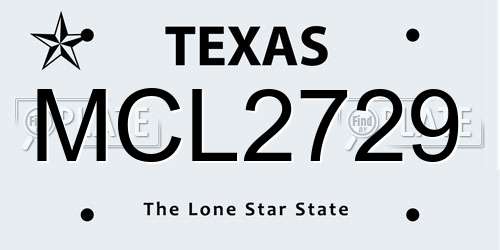 MCL2729 Texas License Plate