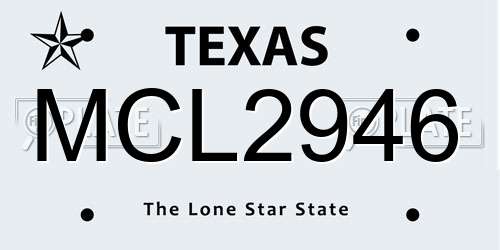 MCL2946 Texas License Plate