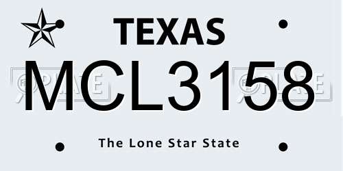 MCL3158 Texas License Plate