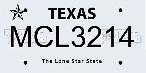 MCL3214 Texas License Plate