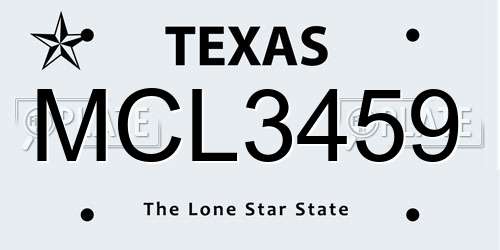 MCL3459 Texas License Plate