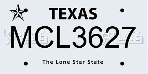 MCL3627 Texas License Plate