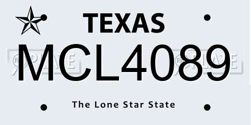 MCL4089 Texas License Plate