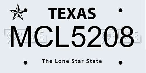 MCL5208 Texas License Plate
