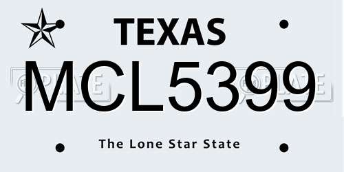 MCL5399 Texas License Plate