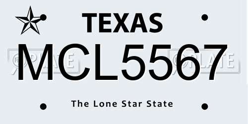MCL5567 Texas License Plate