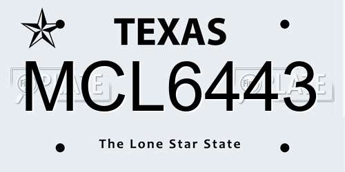MCL6443 Texas License Plate