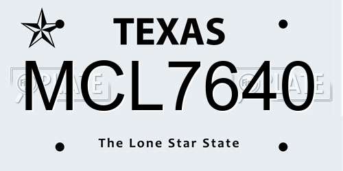 MCL7640 Texas License Plate