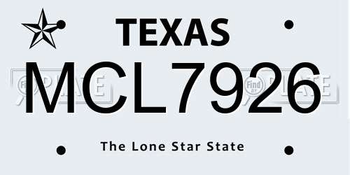 MCL7926 Texas License Plate