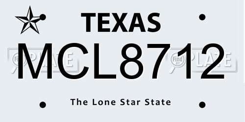 MCL8712 Texas License Plate