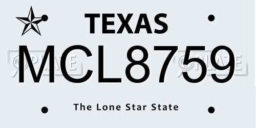 MCL8759 Texas License Plate