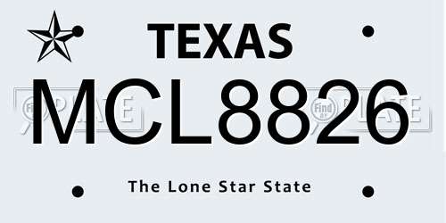 MCL8826 Texas License Plate