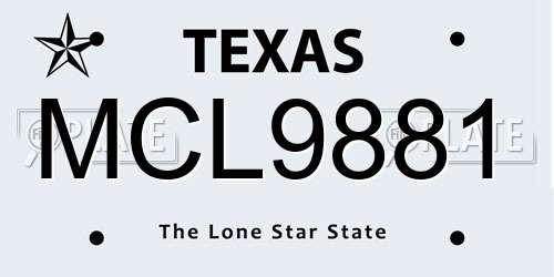 MCL9881 Texas License Plate