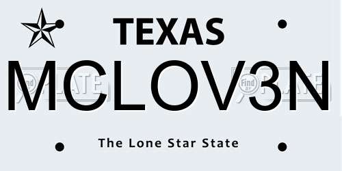 MCLOV3N Texas License Plate