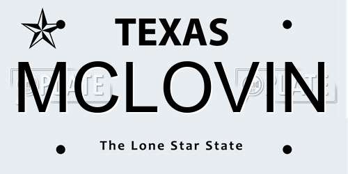 MCLOVIN Texas License Plate