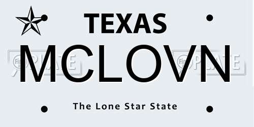 MCLOVN Texas License Plate