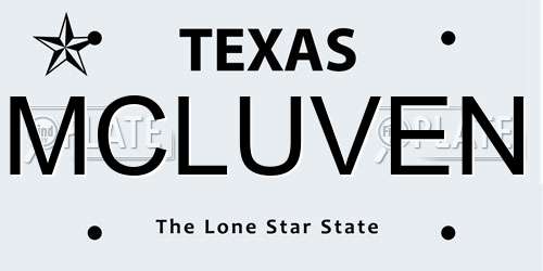 MCLUVEN Texas License Plate