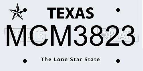 MCM3823 Texas License Plate