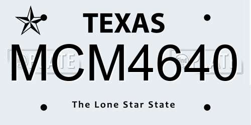 MCM4640 Texas License Plate