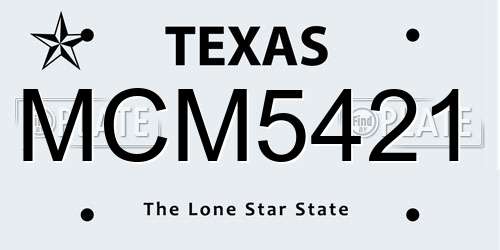 MCM5421 Texas License Plate