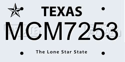MCM7253 Texas License Plate