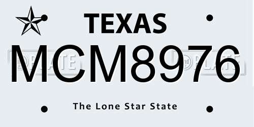 MCM8976 Texas License Plate