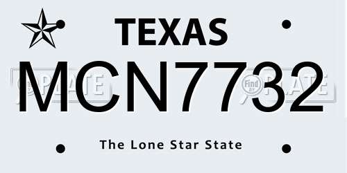 MCN7732 Texas License Plate