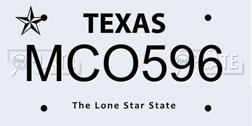 MCO596 Texas License Plate