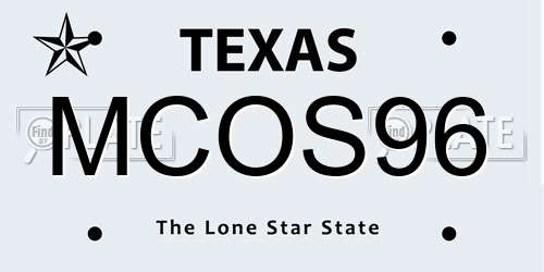 MCOS96 Texas License Plate