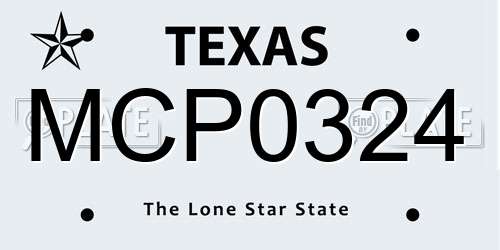 MCP0324 Texas License Plate