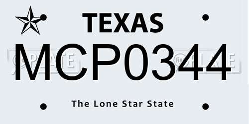 MCP0344 Texas License Plate