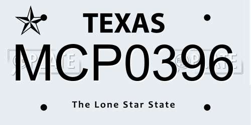 MCP0396 Texas License Plate