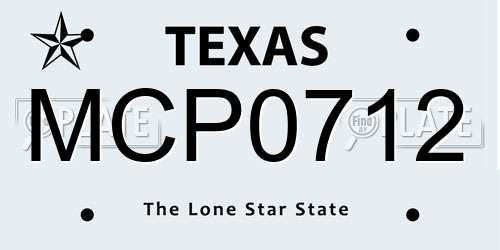 MCP0712 Texas License Plate