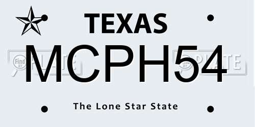 MCPH54 Texas License Plate