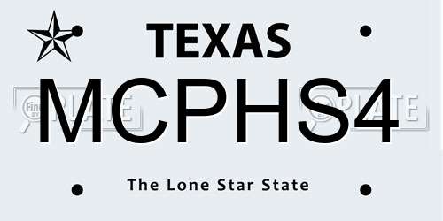 MCPHS4 Texas License Plate