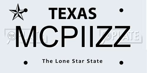 MCPIIZZ Texas License Plate