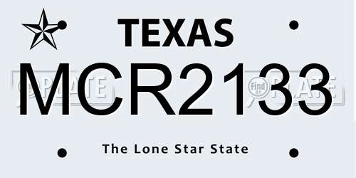 MCR2133 Texas License Plate