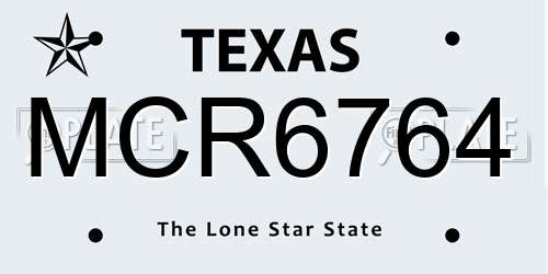 MCR6764 Texas License Plate