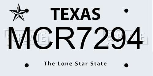 MCR7294 Texas License Plate