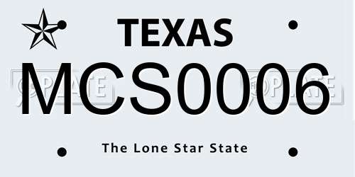 MCS0006 Texas License Plate