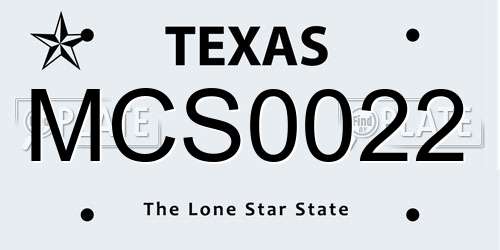 MCS0022 Texas License Plate
