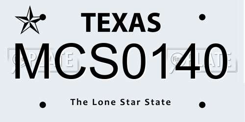 MCS0140 Texas License Plate