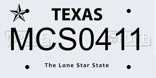 MCS0411 Texas License Plate
