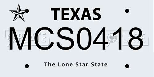 MCS0418 Texas License Plate