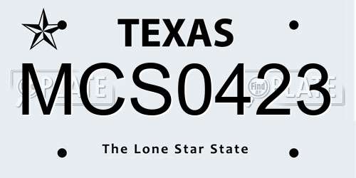 MCS0423 Texas License Plate